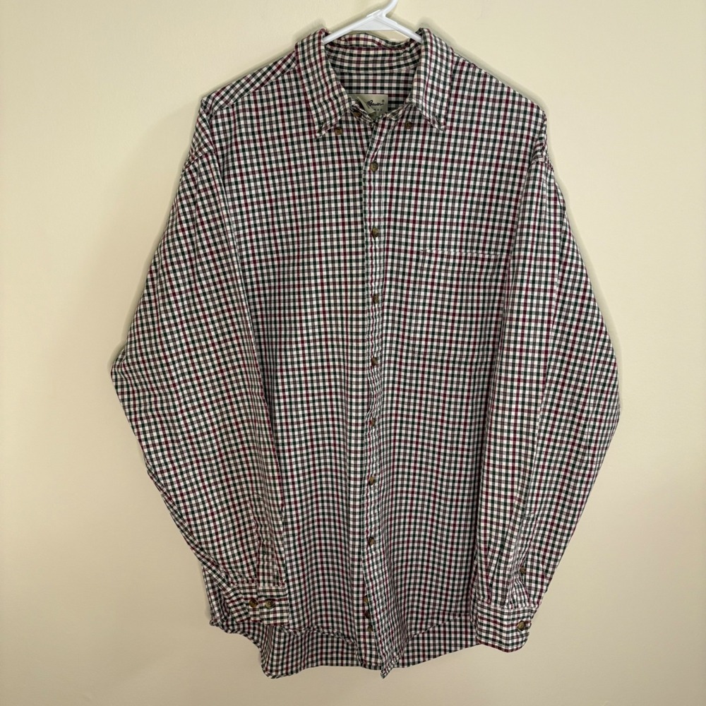 Vintage Eddie Bauer Shirt Mens L Tall Multi Check Button Down Long Sleeve 90s